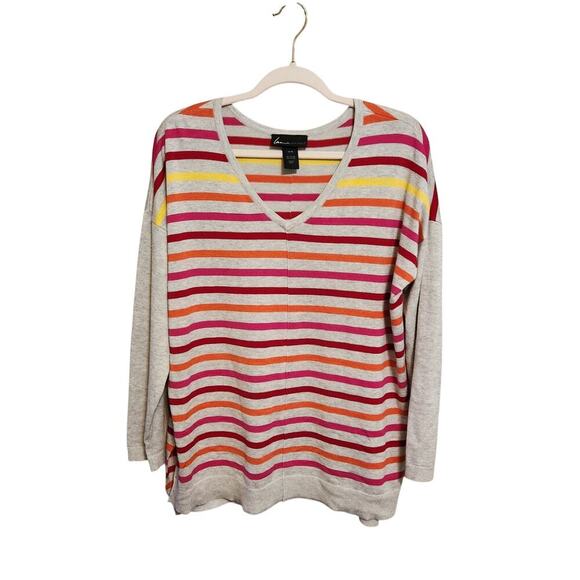 Lane Bryant Striped‎ V-Neck Longsleeve Sweater Size 14/16 - Picture 1 of 10